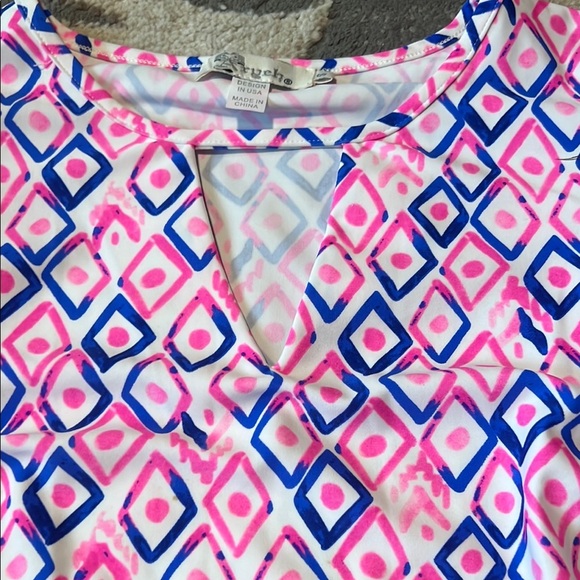 Aryeh Pink and Blue Casual Sundress with Flutter Cap Sleeves soft and stretchy - Picture 3 of 5
